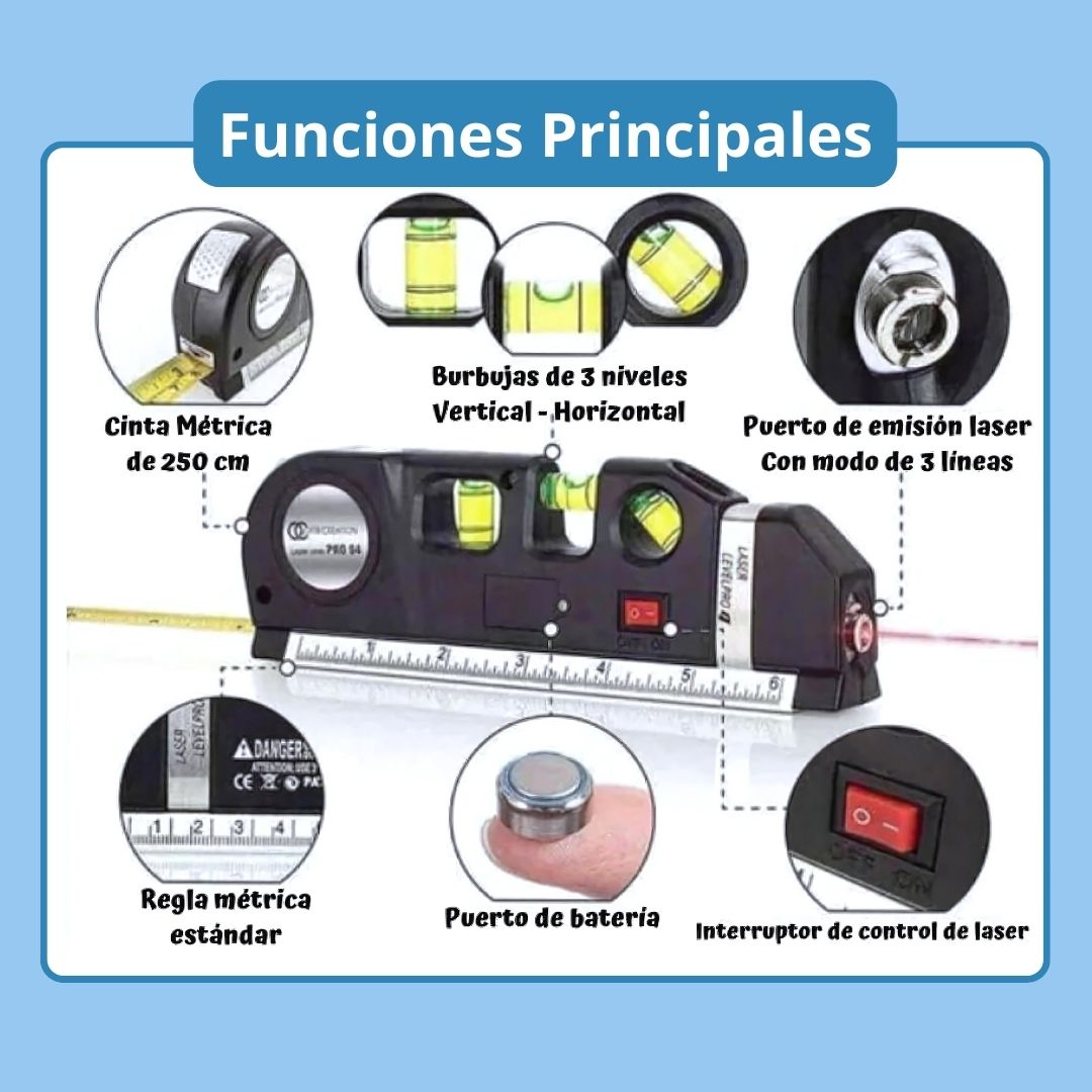 📏 Nivel laser 4 en 1 – Tecnología láser para medidas sin errores 🛠️✨