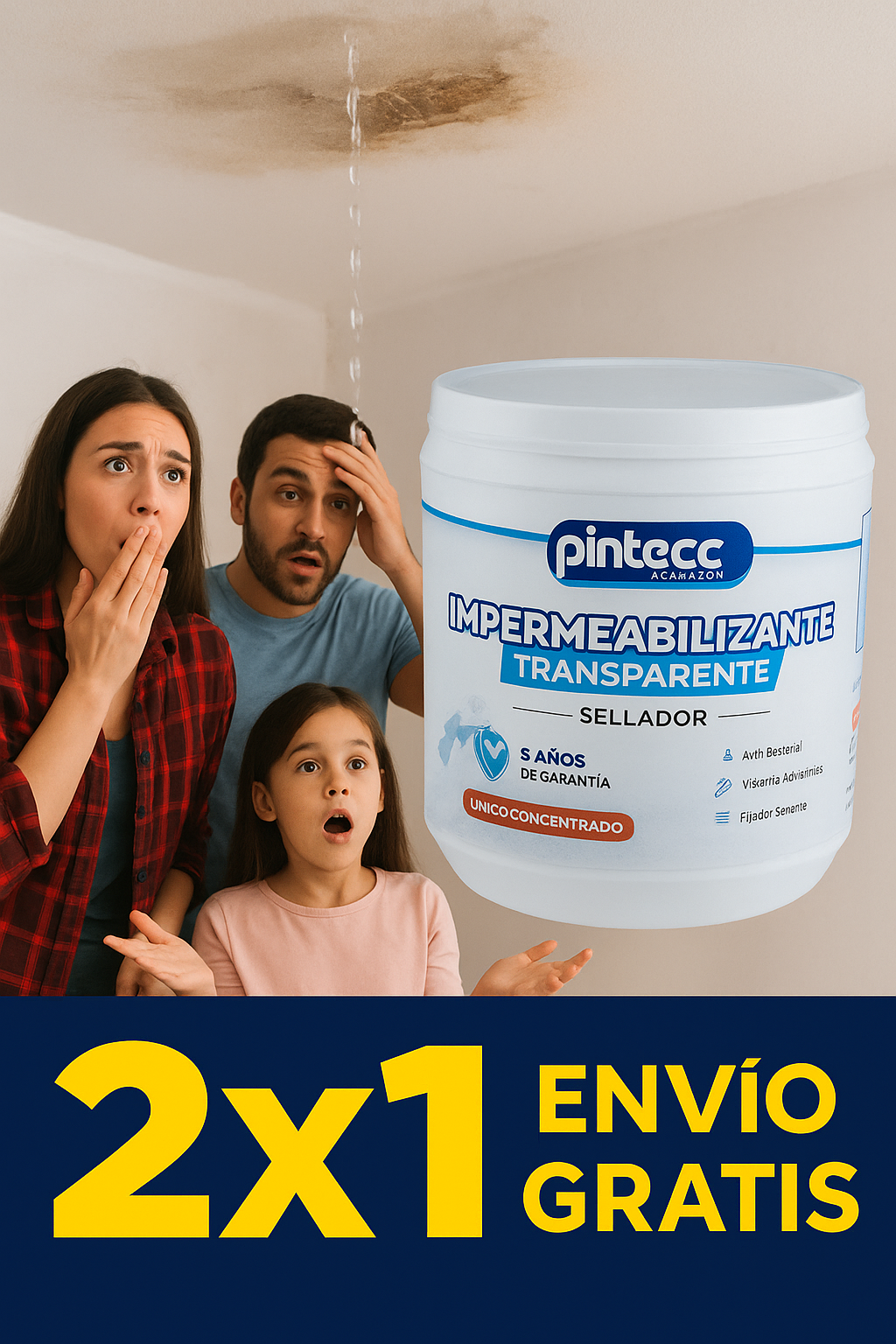 🛠️🧱 Impermeabilizante transparente - Protección total contra humedad, moho y mal olor  2x1 ✨